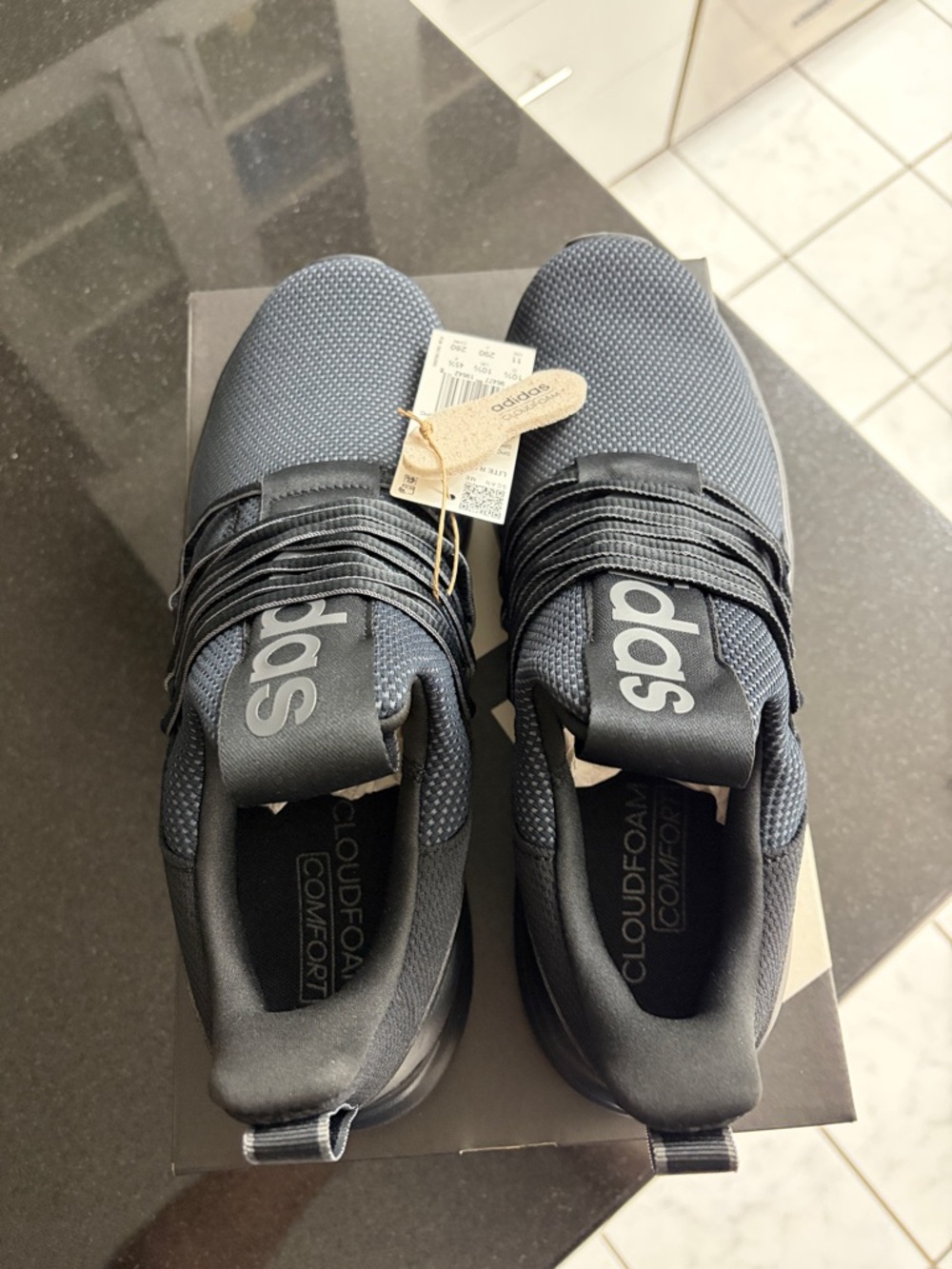 adidas Men's Slip-On Knit Sneakers in Black - Picture 5 of 6